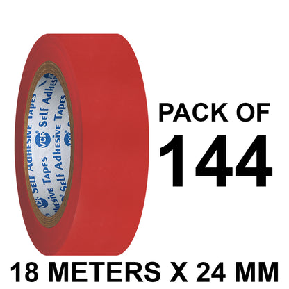 VCR Red Floor Marking Tape - 18 Meters in Length 24mm / 01" Width - Waterproof Social Distancing lane Marking Tape for Safety, Hazard and Caution Warnings