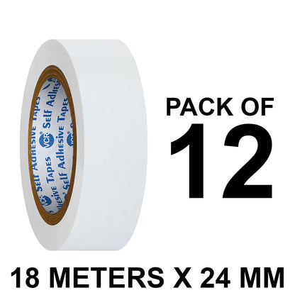 VCR White Floor Marking Tape - 18 Meters in Length 24mm / 01" Width - Waterproof Social Distancing lane Marking Tape for Safety, Hazard and Caution Warnings