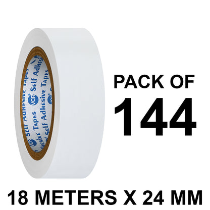 VCR White Floor Marking Tape - 18 Meters in Length 24mm / 01" Width - Waterproof Social Distancing lane Marking Tape for Safety, Hazard and Caution Warnings