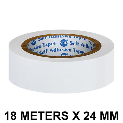 VCR White Floor Marking Tape - 18 Meters in Length 24mm / 01" Width - Waterproof Social Distancing lane Marking Tape for Safety, Hazard and Caution Warnings