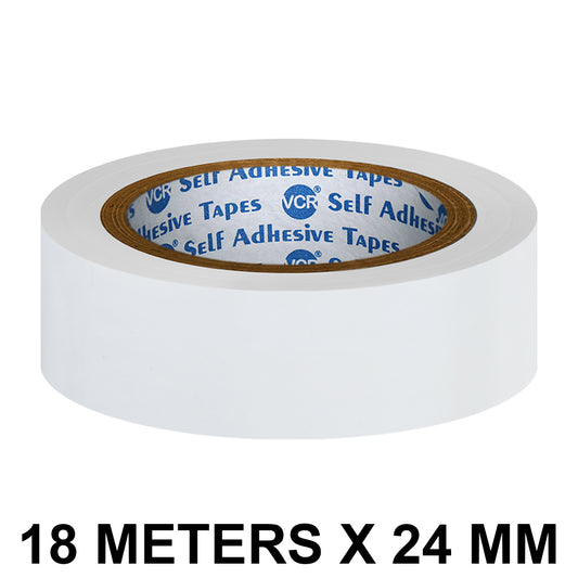 VCR White Floor Marking Tape - 18 Meters in Length 24mm / 01" Width - Waterproof Social Distancing lane Marking Tape for Safety, Hazard and Caution Warnings