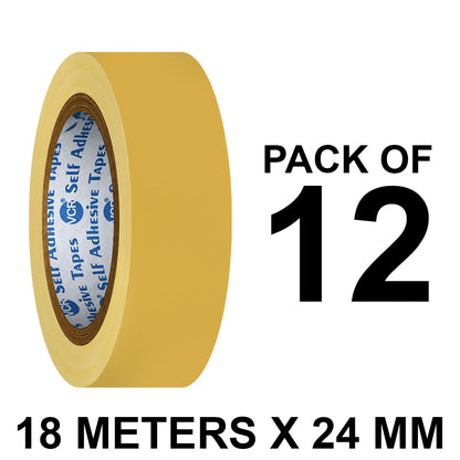 VCR Yellow Floor Marking Tape - 18 Meters in Length 24mm / 01" Width - Waterproof Social Distancing lane Marking Tape for Safety, Hazard and Caution Warnings