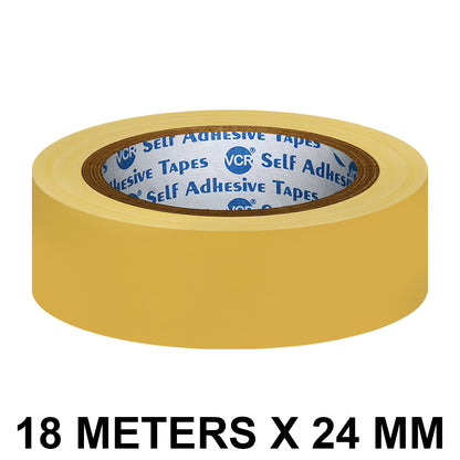 VCR Yellow Floor Marking Tape - 18 Meters in Length 24mm / 01" Width - Waterproof Social Distancing lane Marking Tape for Safety, Hazard and Caution Warnings