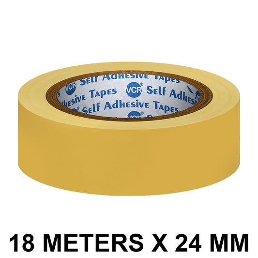VCR Yellow Floor Marking Tape - 18 Meters in Length 24mm / 01" Width - Waterproof Social Distancing lane Marking Tape for Safety, Hazard and Caution Warnings