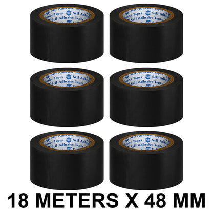VCR Black Floor Marking Tape - 18 Meters in Length 48mm / 02" Width - Waterproof Social Distancing lane Marking Tape for Safety, Hazard and Caution Warnings