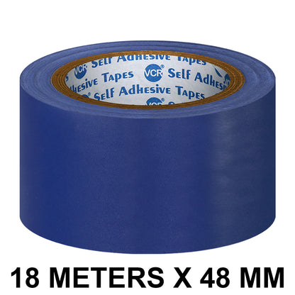 VCR Blue Floor Marking Tape - 18 Meters in Length 48mm / 02" Width - Waterproof Social Distancing lane Marking Tape for Safety, Hazard and Caution Warnings