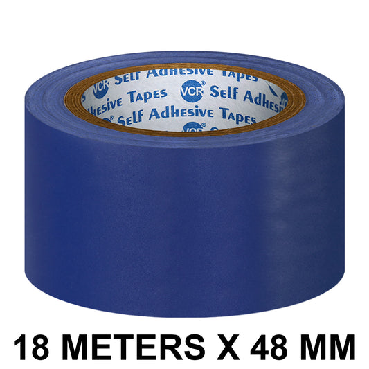 VCR Blue Floor Marking Tape - 18 Meters in Length 48mm / 02" Width - Waterproof Social Distancing lane Marking Tape for Safety, Hazard and Caution Warnings