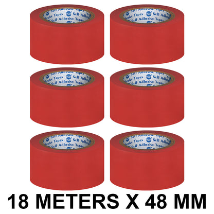 VCR Red Floor Marking Tape - 18 Meters in Length 48mm / 02" Width - Waterproof Social Distancing lane Marking Tape for Safety, Hazard and Caution Warnings