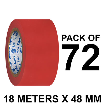 VCR Red Floor Marking Tape - 18 Meters in Length 48mm / 02" Width - Waterproof Social Distancing lane Marking Tape for Safety, Hazard and Caution Warnings