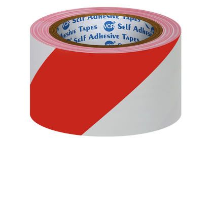 VCR Red & White Floor Marking Tape - 18 Meters in Length 48mm / 02" Width - Waterproof Social Distancing lane Marking Tape for Safety, Hazard and Caution Warnings