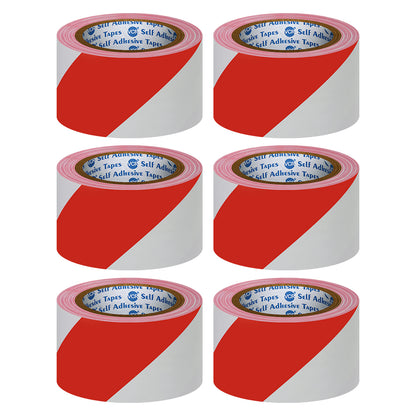 VCR Red & White Floor Marking Tape - 18 Meters in Length 48mm / 02" Width - Waterproof Social Distancing lane Marking Tape for Safety, Hazard and Caution Warnings