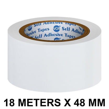 VCR White Floor Marking Tape - 18 Meters in Length 48mm / 02" Width - Waterproof Social Distancing lane Marking Tape for Safety, Hazard and Caution Warnings
