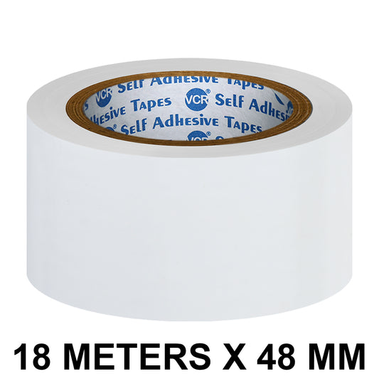 VCR White Floor Marking Tape - 18 Meters in Length 48mm / 02" Width - Waterproof Social Distancing lane Marking Tape for Safety, Hazard and Caution Warnings