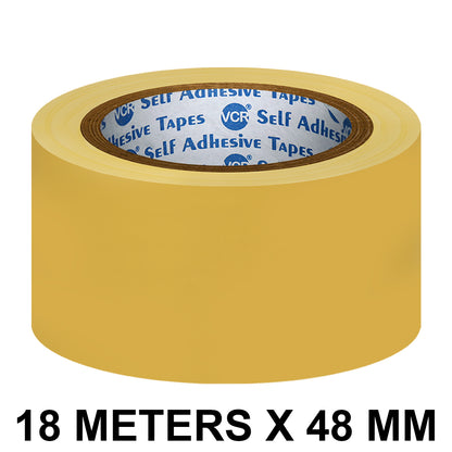 VCR Yellow Floor Marking Tape - 18 Meters in Length 48mm / 02" Width - Waterproof Social Distancing lane Marking Tape for Safety, Hazard and Caution Warnings