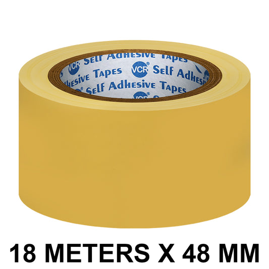 VCR Yellow Floor Marking Tape - 18 Meters in Length 48mm / 02" Width - Waterproof Social Distancing lane Marking Tape for Safety, Hazard and Caution Warnings