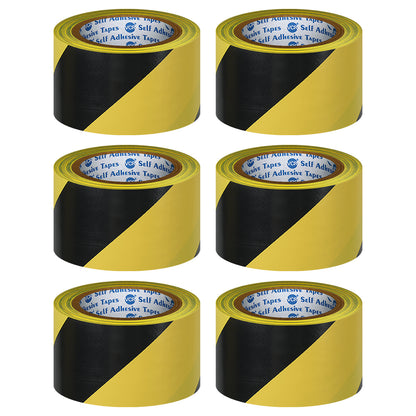 VCR Black & Yellow Floor Marking Tape - 18 Meters in Length 48mm / 02" Width - Waterproof Social Distancing lane Marking Tape for Safety, Hazard and Caution Warnings