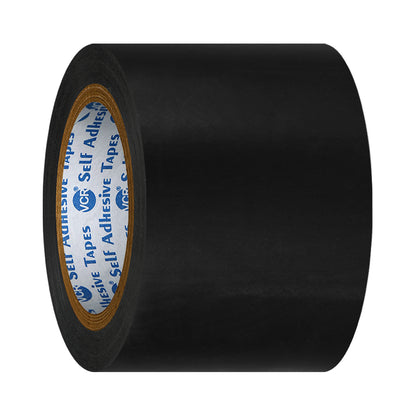 VCR Black Floor Marking Tape - 18 Meters in Length 72mm / 03" Width - Waterproof Social Distancing lane Marking Tape for Safety, Hazard and Caution Warnings