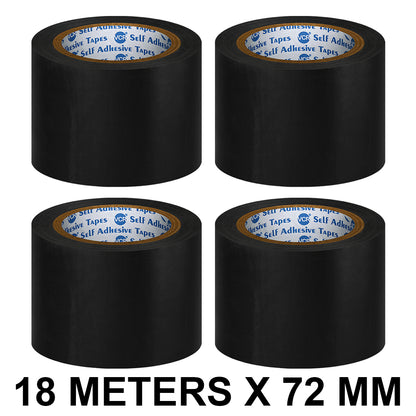 VCR Black Floor Marking Tape - 18 Meters in Length 72mm / 03" Width - Waterproof Social Distancing lane Marking Tape for Safety, Hazard and Caution Warnings