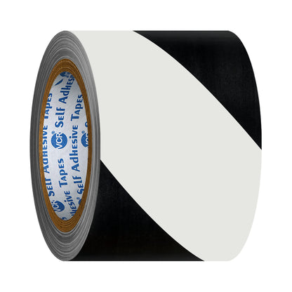 VCR Black & White Floor Marking Tape - 18 Meters in Length 72mm / 03" Width - Waterproof Social Distancing lane Marking Tape for Safety, Hazard and Caution Warnings