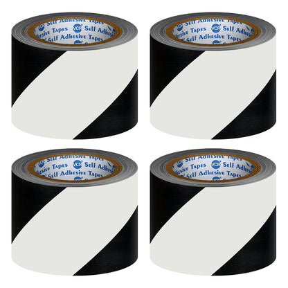 VCR Black & White Floor Marking Tape - 18 Meters in Length 72mm / 03" Width - Waterproof Social Distancing lane Marking Tape for Safety, Hazard and Caution Warnings
