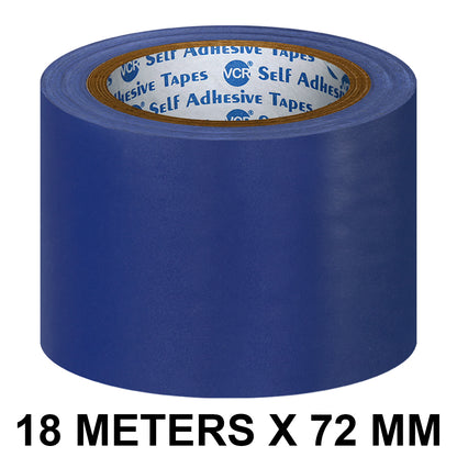 VCR Blue Floor Marking Tape - 18 Meters in Length 72mm / 03" Width - Waterproof Social Distancing lane Marking Tape for Safety, Hazard and Caution Warnings