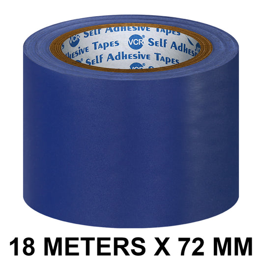 VCR Blue Floor Marking Tape - 18 Meters in Length 72mm / 03" Width - Waterproof Social Distancing lane Marking Tape for Safety, Hazard and Caution Warnings