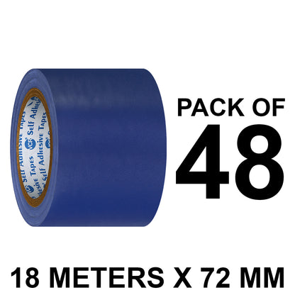 VCR Blue Floor Marking Tape - 18 Meters in Length 72mm / 03" Width - Waterproof Social Distancing lane Marking Tape for Safety, Hazard and Caution Warnings
