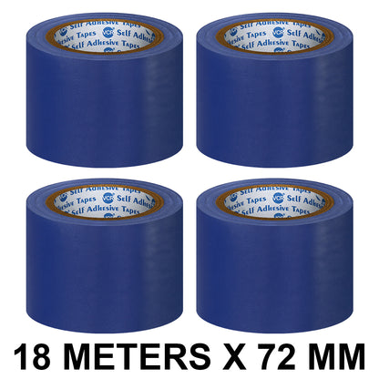 VCR Blue Floor Marking Tape - 18 Meters in Length 72mm / 03" Width - Waterproof Social Distancing lane Marking Tape for Safety, Hazard and Caution Warnings