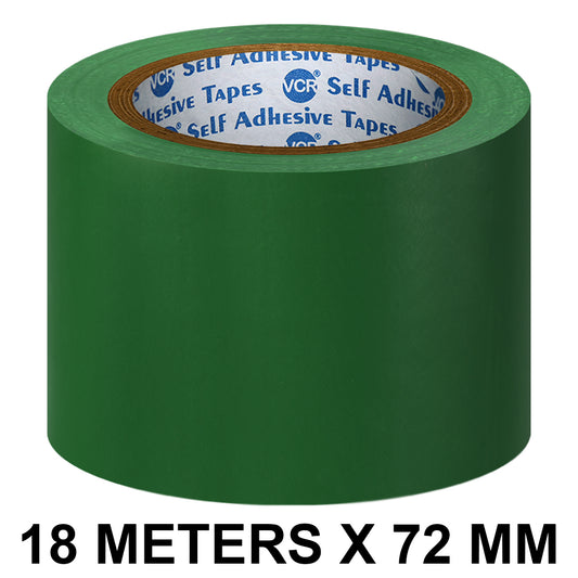 VCR Green Floor Marking Tape - 18 Meters in Length 72mm / 03" Width - Waterproof Social Distancing lane Marking Tape for Safety, Hazard and Caution Warnings