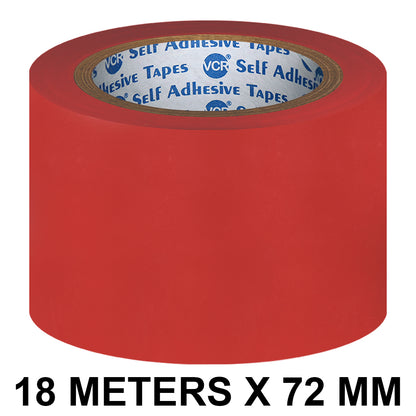 VCR Red Floor Marking Tape - 18 Meters in Length 72mm / 03" Width - Waterproof Social Distancing lane Marking Tape for Safety, Hazard and Caution Warnings