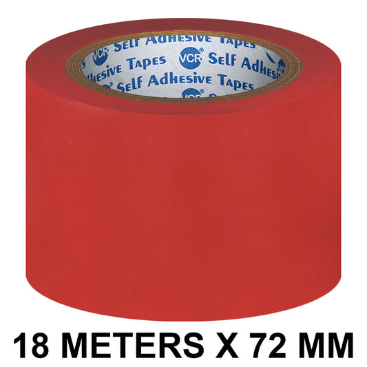 VCR Red Floor Marking Tape - 18 Meters in Length 72mm / 03" Width - Waterproof Social Distancing lane Marking Tape for Safety, Hazard and Caution Warnings
