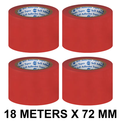 VCR Red Floor Marking Tape - 18 Meters in Length 72mm / 03" Width - Waterproof Social Distancing lane Marking Tape for Safety, Hazard and Caution Warnings