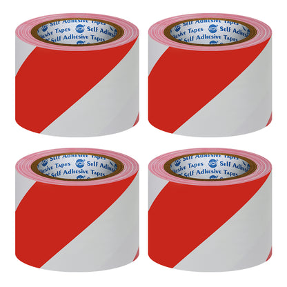 VCR Red & White Floor Marking Tape - 18 Meters in Length 72mm / 03" Width - Waterproof Social Distancing lane Marking Tape for Safety, Hazard and Caution Warnings