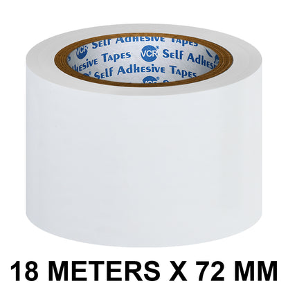 VCR White Floor Marking Tape - 18 Meters in Length 72mm / 03" Width - Waterproof Social Distancing lane Marking Tape for Safety, Hazard and Caution Warnings