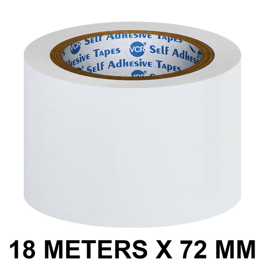 VCR White Floor Marking Tape - 18 Meters in Length 72mm / 03" Width - Waterproof Social Distancing lane Marking Tape for Safety, Hazard and Caution Warnings