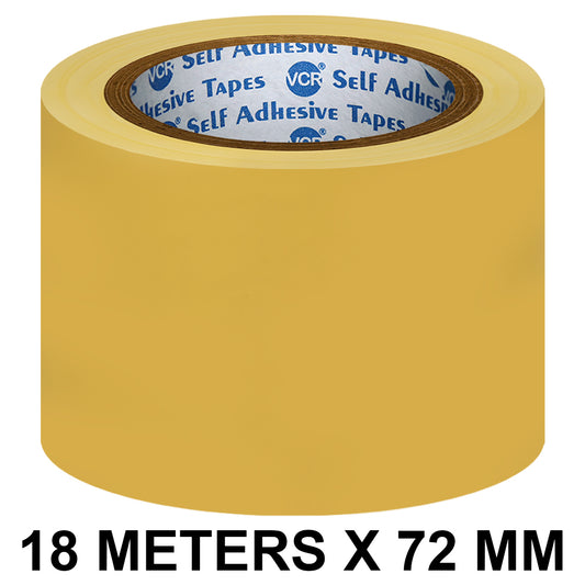 VCR Yellow Floor Marking Tape - 18 Meters in Length 72mm / 03" Width - Waterproof Social Distancing lane Marking Tape for Safety, Hazard and Caution Warnings