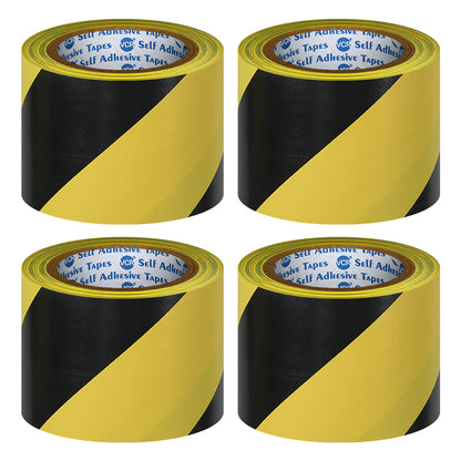 VCR Black & Yellow Floor Marking Tape - 18 Meters in Length 72mm / 03" Width - Waterproof Social Distancing lane Marking Tape for Safety, Hazard and Caution Warnings