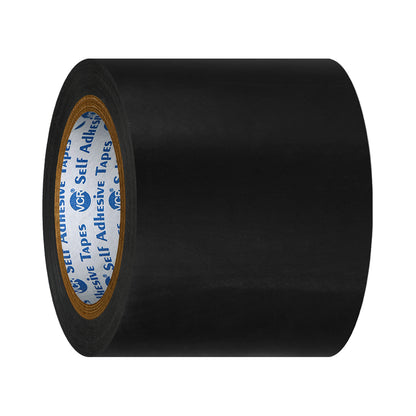 VCR Black Floor Marking Tape - 18 Meters in Length 96mm / 04" Width - Waterproof Social Distancing lane Marking Tape for Safety, Hazard and Caution Warnings