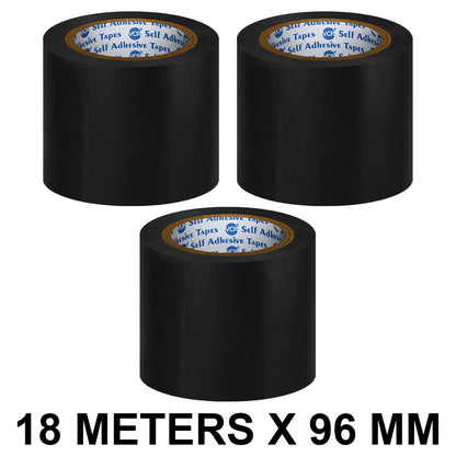 VCR Black Floor Marking Tape - 18 Meters in Length 96mm / 04" Width - Waterproof Social Distancing lane Marking Tape for Safety, Hazard and Caution Warnings