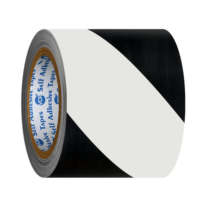 VCR Black & White Floor Marking Tape - 18 Meters in Length 96mm / 04" Width - Waterproof Social Distancing lane Marking Tape for Safety, Hazard and Caution Warnings