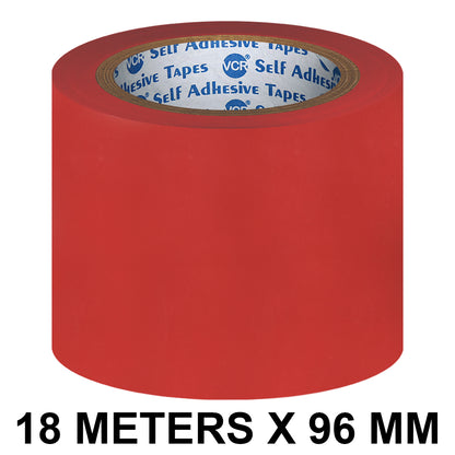 VCR Red Floor Marking Tape - 18 Meters in Length 96mm / 04" Width - Waterproof Social Distancing lane Marking Tape for Safety, Hazard and Caution Warnings