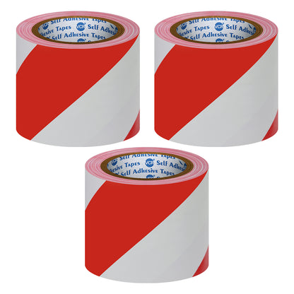 VCR Red & White Floor Marking Tape - 18 Meters in Length 96mm / 04" Width - Waterproof Social Distancing lane Marking Tape for Safety, Hazard and Caution Warnings