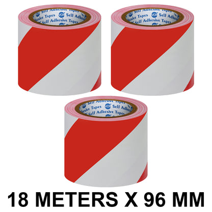 VCR Red & White Floor Marking Tape - 18 Meters in Length 96mm / 04" Width - Waterproof Social Distancing lane Marking Tape for Safety, Hazard and Caution Warnings