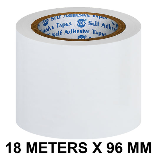 VCR White Floor Marking Tape - 18 Meters in Length 96mm / 04" Width - Waterproof Social Distancing lane Marking Tape for Safety, Hazard and Caution Warnings
