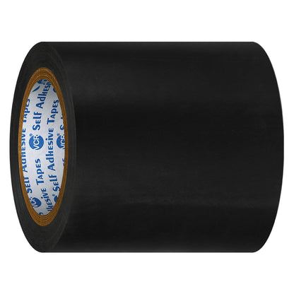 VCR Black Floor Marking Tape - 18 Meters in Length 144mm / 06" Width - Waterproof Social Distancing lane Marking Tape for Safety, Hazard and Caution Warnings