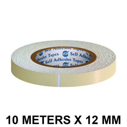 VCR Double Side White Foam Tape - 10 Meters in Length - 12mm / 0.5" Width - Multipurpose usage, Best for Mounting, Strong Adhesion for Walls, Crafts work and fixing Furnitures