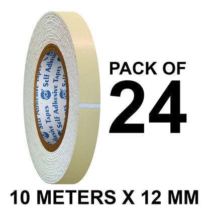 VCR Double Side White Foam Tape - 10 Meters in Length - 12mm / 0.5" Width - Multipurpose usage, Best for Mounting, Strong Adhesion for Walls, Crafts work and fixing Furnitures