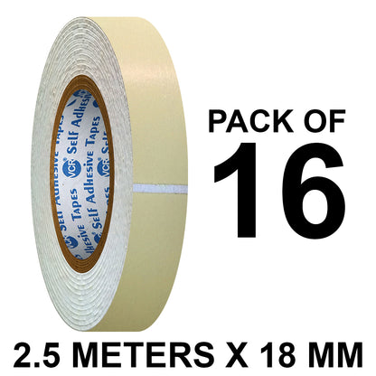 VCR Double Side White Foam Tape - 2.5 Meters in Length - 18mm / 0.75" Width - Multipurpose usage, Best for Mounting, Strong Adhesion for Walls, Crafts work and fixing Furnitures