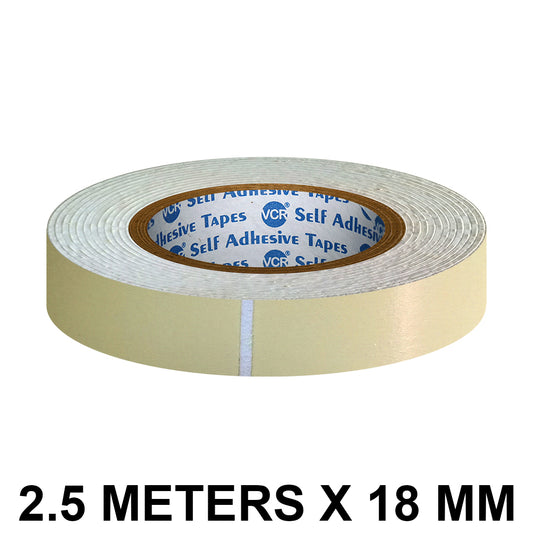 VCR Double Side White Foam Tape - 2.5 Meters in Length - 18mm / 0.75" Width - Multipurpose usage, Best for Mounting, Strong Adhesion for Walls, Crafts work and fixing Furnitures