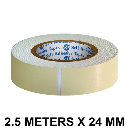 VCR Double Side White Foam Tape - 2.5 Meters in Length - 24mm / 1" Width - Multipurpose usage, Best for Mounting, Strong Adhesion for Walls, Crafts work and fixing Furnitures